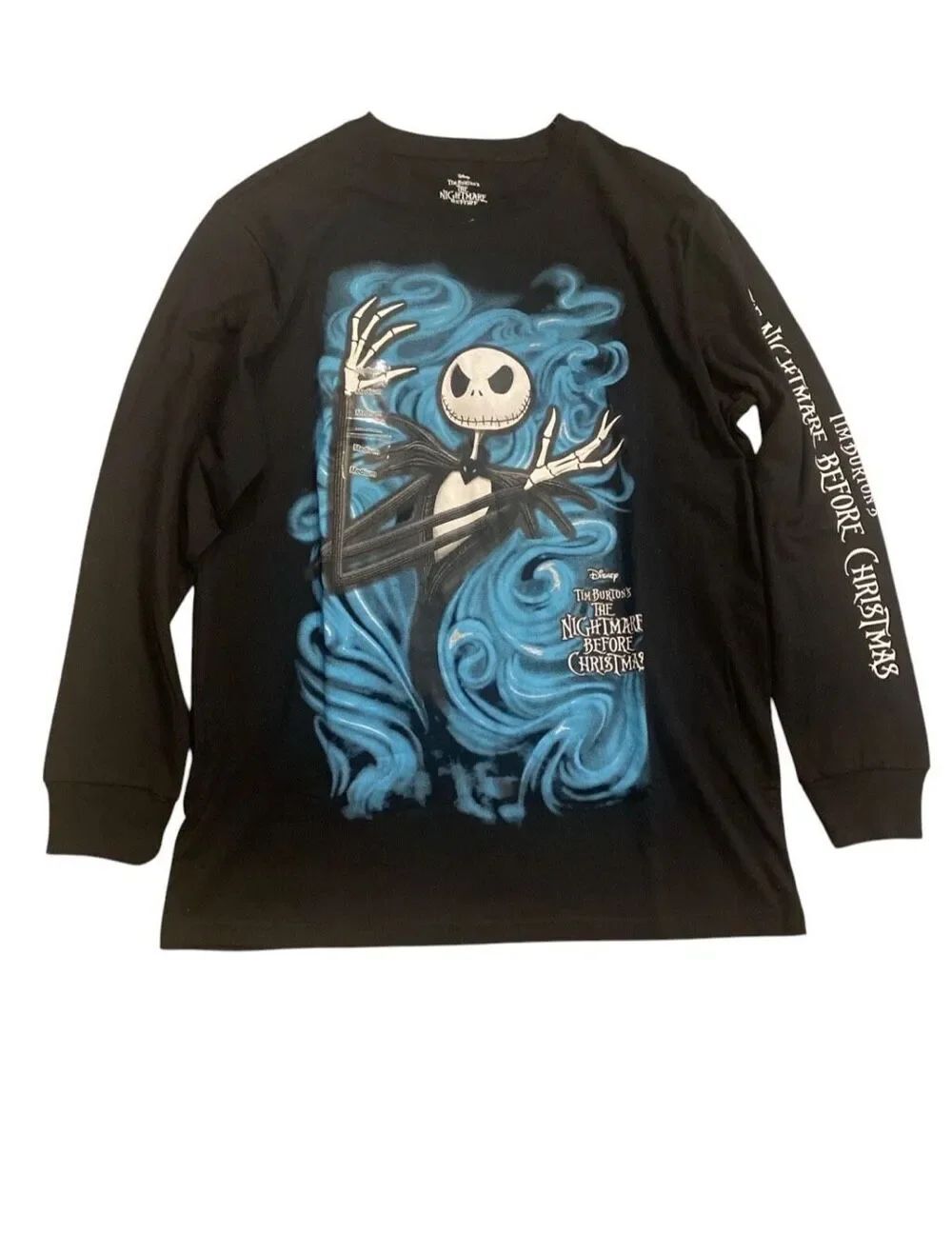 Disney Jack skellington Long Sleeve shirt Size Medium Halloween Black